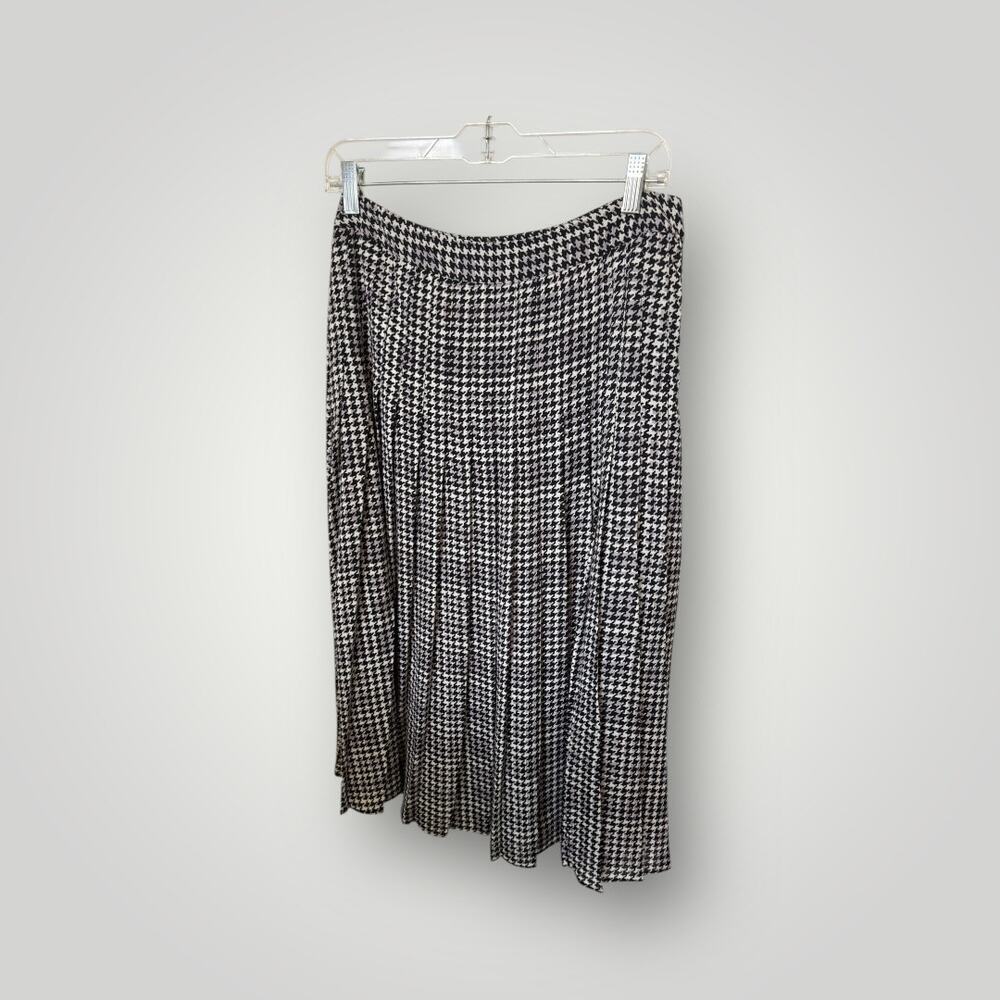 White House Black Market Pleated A=Line Skirt Houndstooth 8